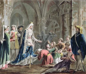 Blanche de Castille (1185-1252) Breaks up the Prisons of the Chapter of Paris, engraved by Jean Baptiste Morret (fl. 1790-1820) 1787